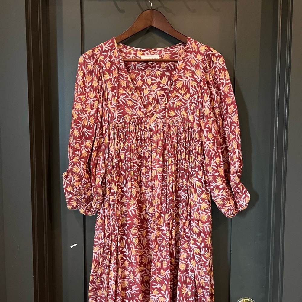 Anthropologie Red and Yellow Ruffled Tiered Sundress